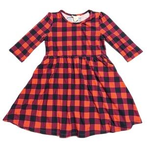 Emma & Elsa fall plaid twirl dress w/ pockets 6X